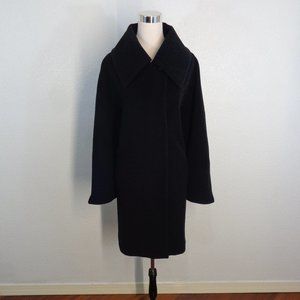 Hilary Radley Women's Long Coat Size 10 Black Superfine Wool Alpaca Made In Peru